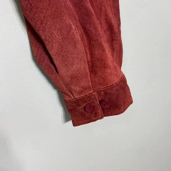 Vintage Hunt Club Women's XL Long Sleeve 100% Leather Suede Button Up Jacket Red - Picture 9 of 15
